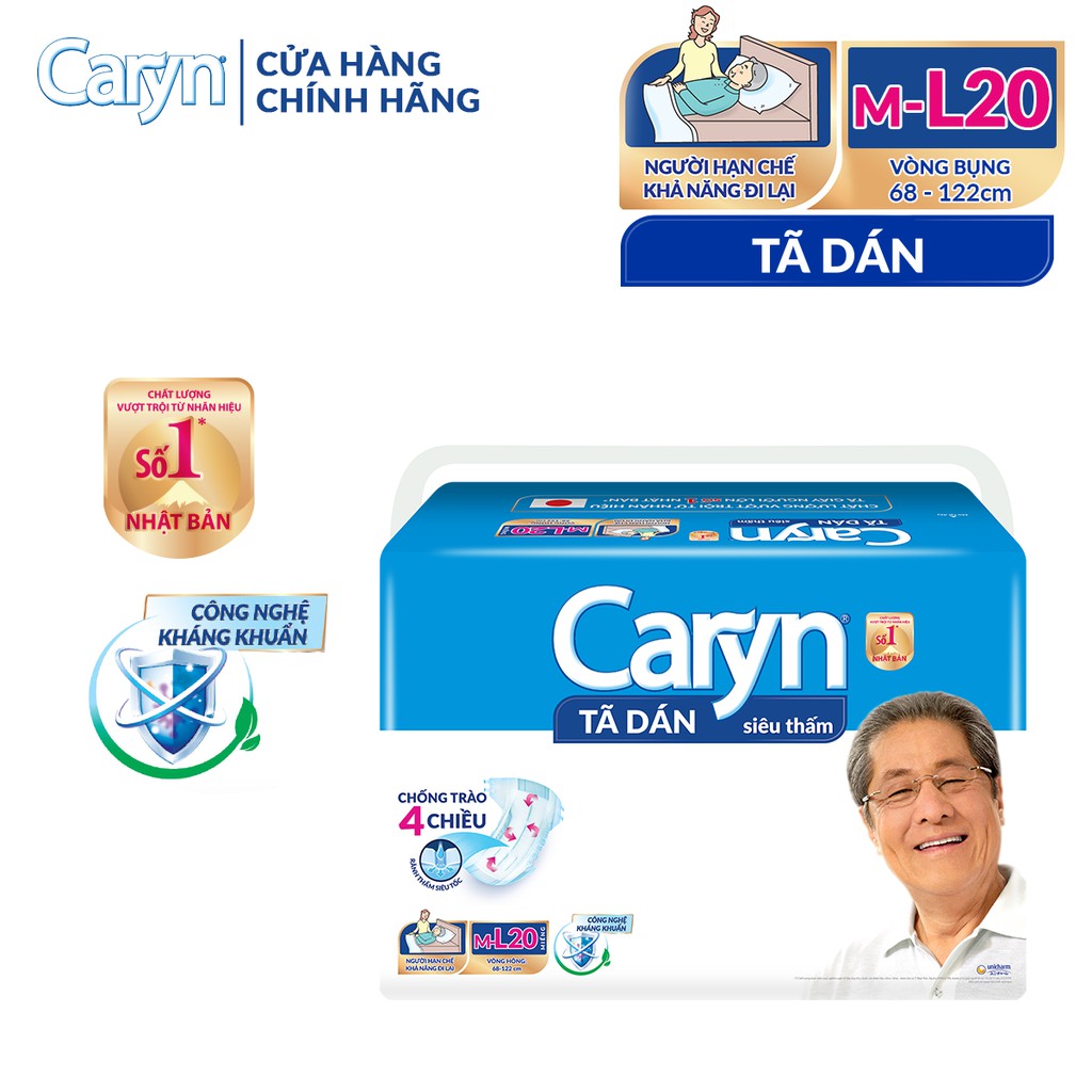 Tã Bỉm Dán Người Lớn Caryn Siêu Thấm Size ML - 20 Miếng Dành Cho Người Già Hạn Chế Khả Năng Đi Lại