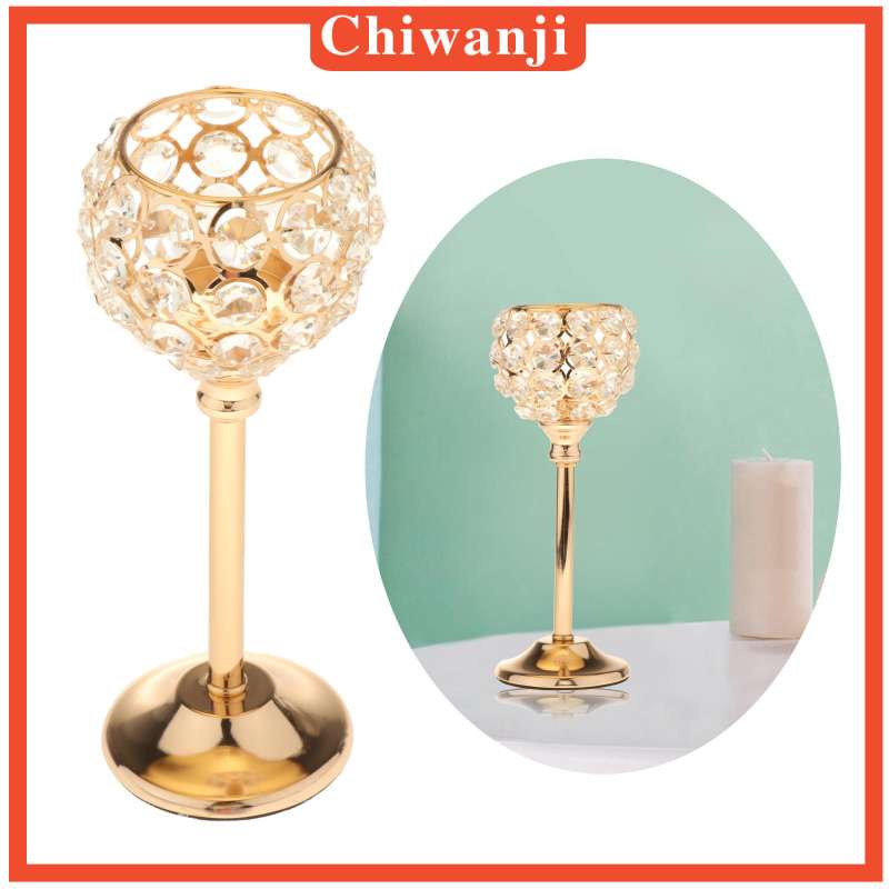 Giá đỡ đèn cầy bằng pha lê màu vàng 16.5cm trang trí tiệc