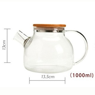 Bình thủy tinh pha trà có nắp gỗ 700ml, 1000ml