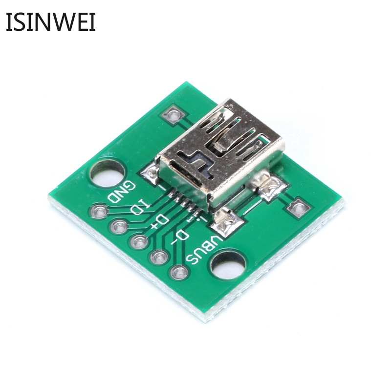 Bộ 5 thẻ chuyển đổi từ Mini USB sang DIP cho 2.54mm PCB 5P Female cổng USB-02