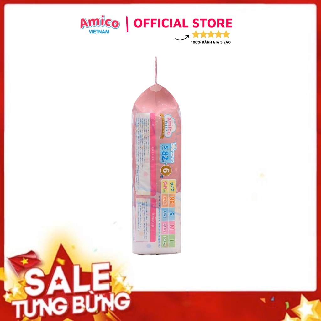 Tã dán Amico combo 2 gói size S 82+ 6 miếng (Cho bé 4 - 8 kg)