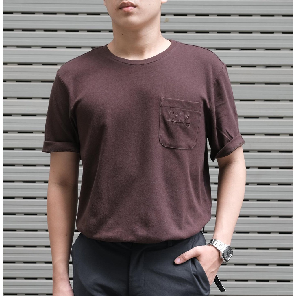 Áo thun nam tay lỡ, áo phông cổ tròn cho nam hình thêu chất liệu vải cotton xuất dư Hàn Quốc