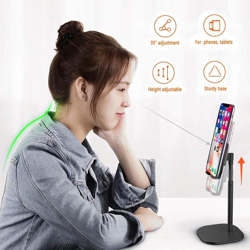 Giá Đỡ Điện Thoại / Máy Tính Bảng Để Bàn Bằng Nhôm Có Thể Điều Chỉnh Linh Hoạt Cho Iphone Samsung Huawei Xiaomi Oneplus