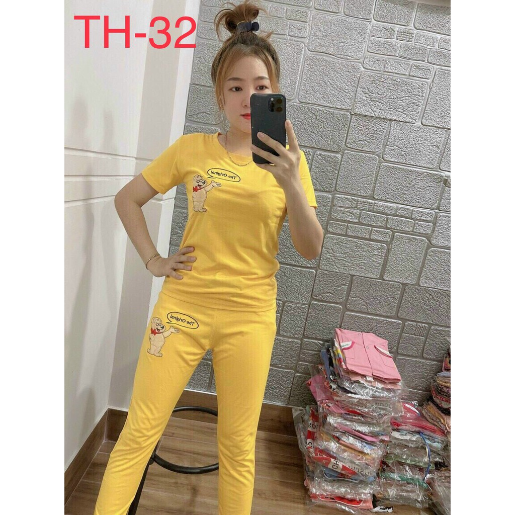 Đồ bộ mặc nhà dễ thương - Đi dạo -  Mẫu mới thun Cotton Free size dưới 55kg