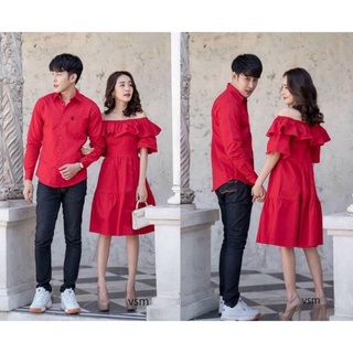 Freeship (có ảnh thật ) Áo đôi đẹp váy trễ vai bèo + Áo somi nam Giá rẻ