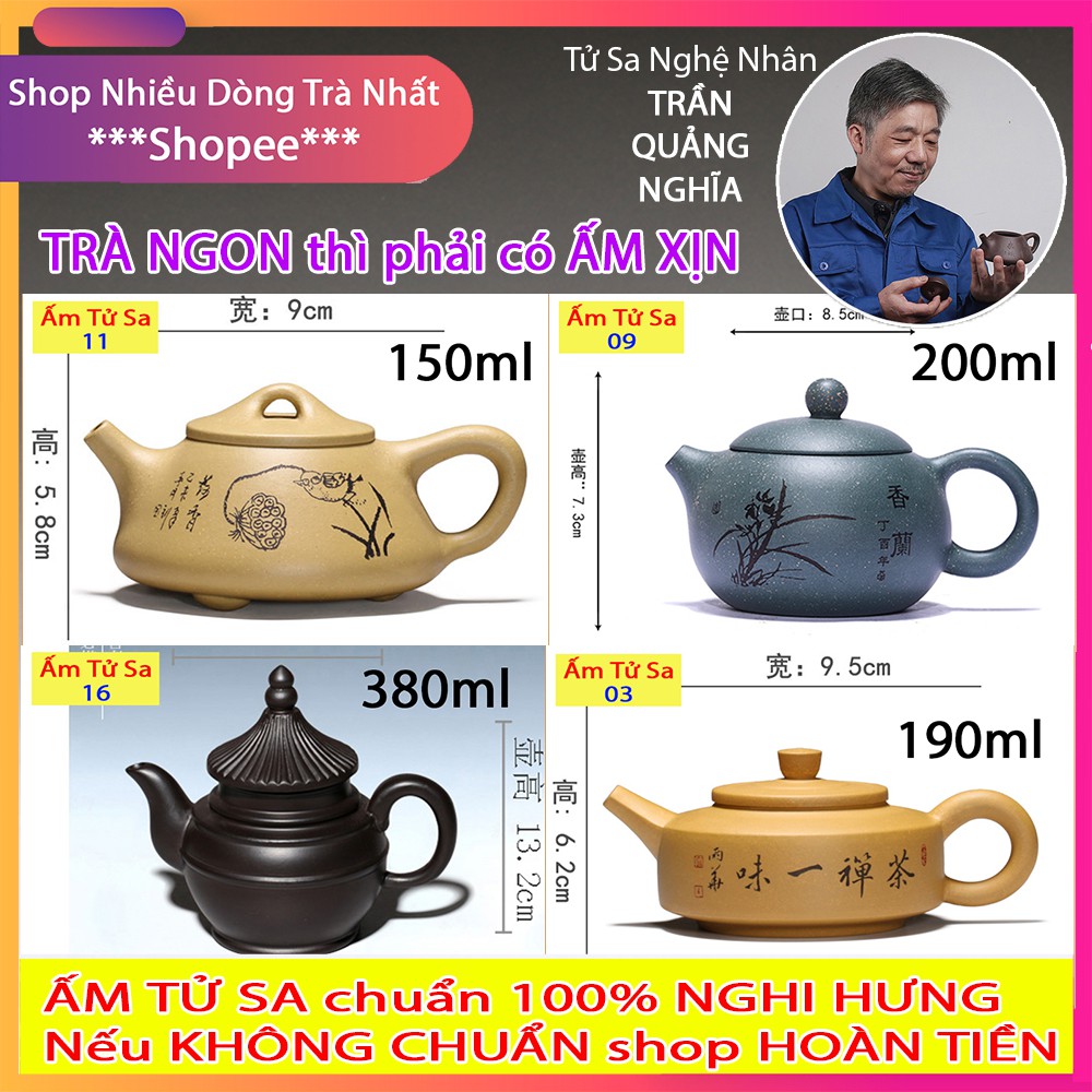 Ấm Trà Tử Sa Nghi Hưng chuẩn 100% - Sản phẩm của nghệ nhân Trần Quảng Nghĩa, tp Nghi Hưng, tỉnh Giang Tô