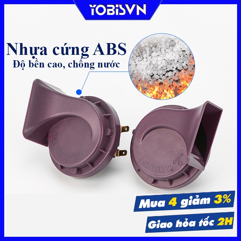 Bộ 2 Còi sên 12-24V - 410Hz, 510Hz cho oto, xe máy của CHSKY