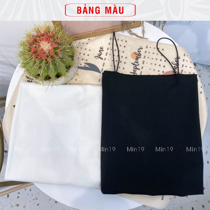 Áo Hai Dây Nữ Croptop Sợi Bún Hở Lưng Kiểu Ovesize Dáng Ôm Body Thể Thao 100% Cotton Màu Trắng Đen Thời Trang