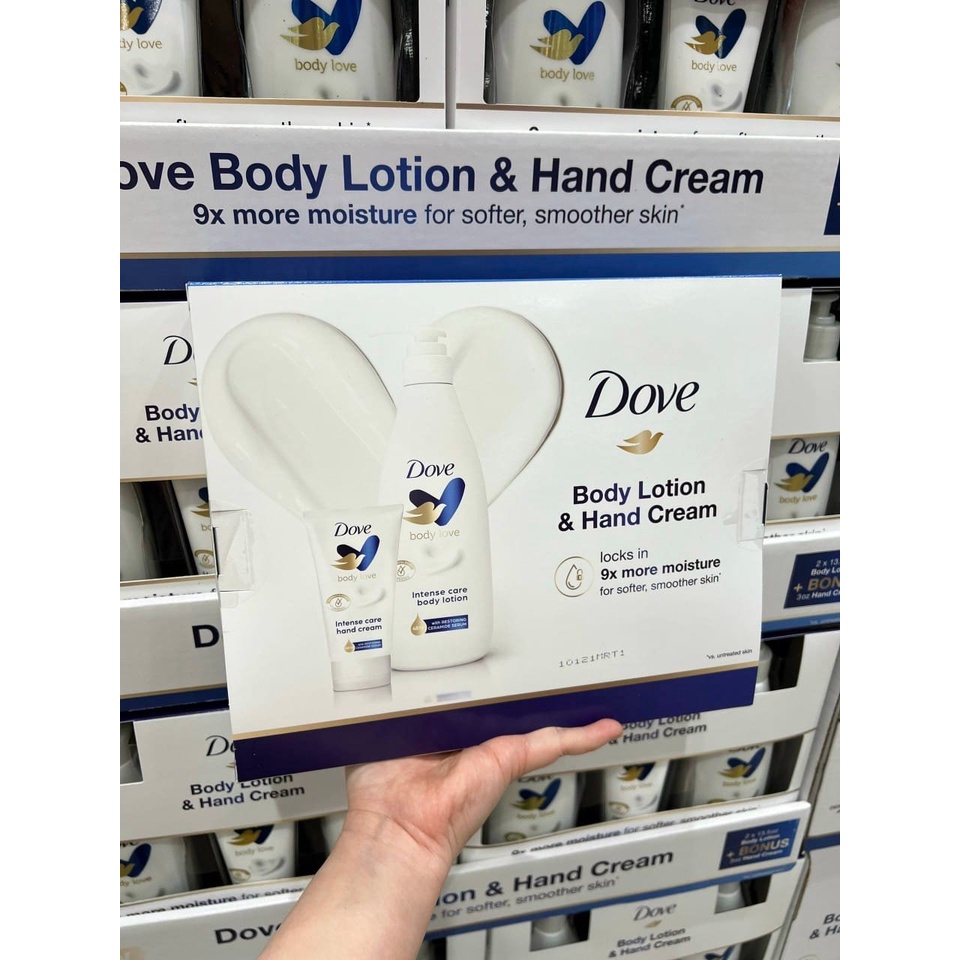 Bộ dưỡng da toàn thân Dove Body Lotion &amp; Hand Cream - EDS Hàng Mỹ, tái tạo độ ẩm, nuôi dưỡng chăm sóc làn da