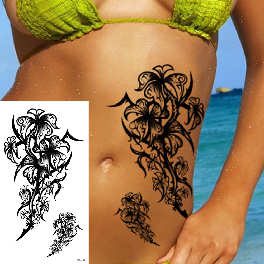 Hình Xăm Tạm Thời Chống Thấm Nước Hình Hoa Hồng / Hoa Sen Henna Flash Nghệ Thuật Cho Nam Và Nữ