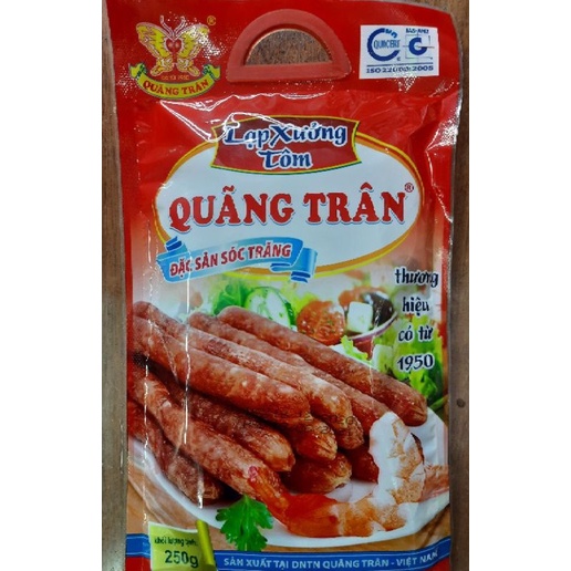 Lạp xưởng tôm Quảng Trân ngon, mới, an toàn gói 250g - Đức Huê store