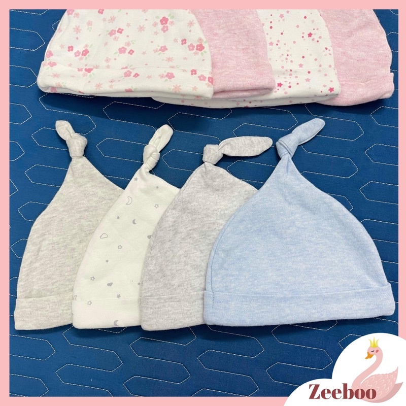 Set 2 mũ vải cotton củ tỏi cho bé sơ sinh - 6 tháng, chất vải mềm mại co giãn an toàn cho bé