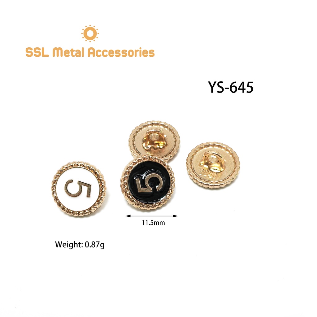 Cúc Áo Kim Loại Thời Trang Mới Hình Tròn Số 5 Dành Cho Áo Vest, Áo Dạ, Váy Đầm Thiết Kế Ys - 645 11.5Mm (1 Cái)