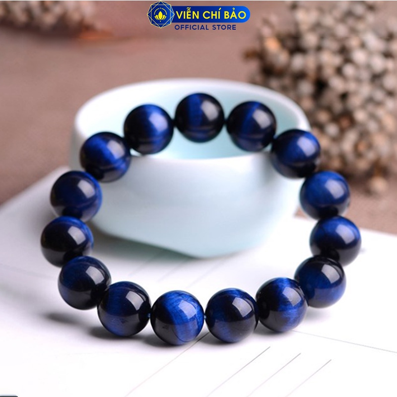 Vòng tay đá mắt hổ xanh dương nhiều kích cỡ chất liệu đá tự nhiền thời trang phụ kiện trang sức Viễn Chí Bảo V000041