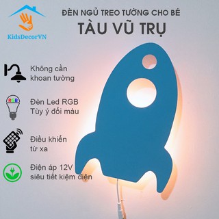 Đèn ngủ cho bé Tàu Vũ Trụ, đèn ngủ phòng bé trai wall lamp đèn treo tường trẻ em night light, spaceship lamp kidsdecorvn