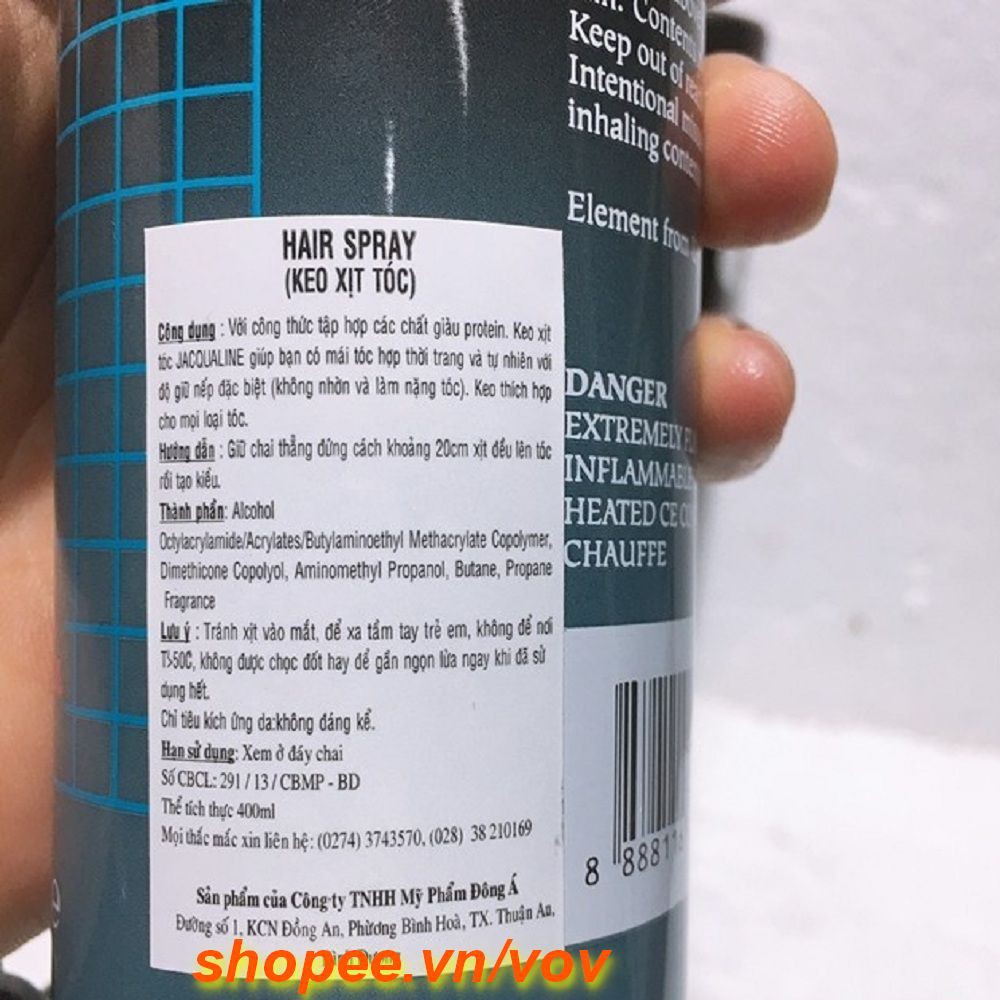 Keo Xịt Tạo Kiểu Tóc 400ml Jacqualine Hair Spray Chính Hãng,VOV Cung Cấp & Bảo Trợ.