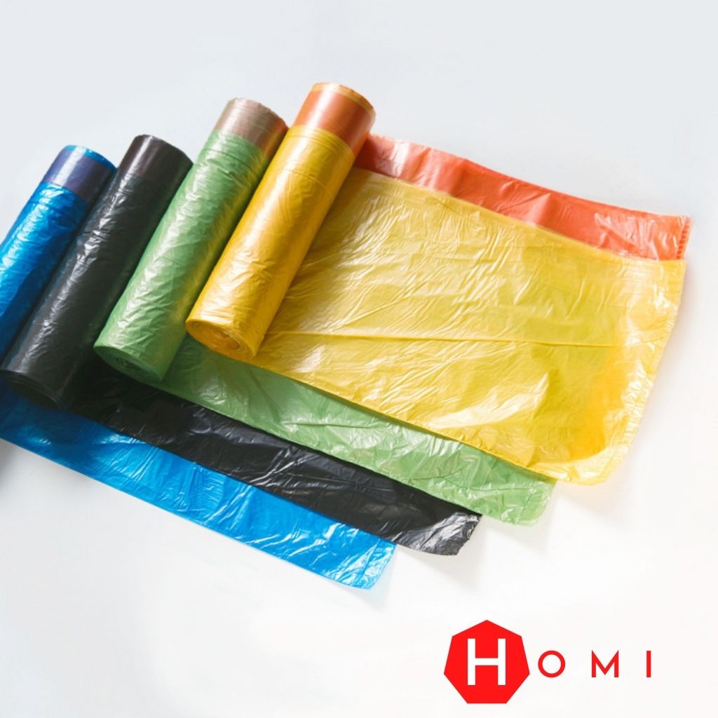 Túi Đựng Rác DÂY RÚT [COMBO 5 CUỘN], Bao rác tự phân huỷ SIÊU DAI 45x50 cm, sạch sẽ không dính tay - DHOMI Store