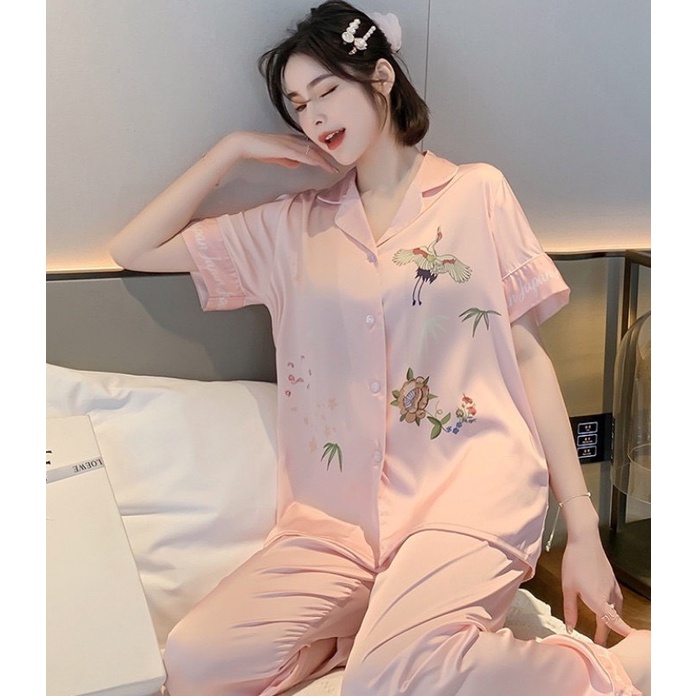bộ ngủ, bộ pijama Ice Silk Ladies Homewear 2021 Sang trọng, thanh lịch có thể được mặc bên ngoài Chất Lụa Siêu Mềm | BigBuy360 - bigbuy360.vn