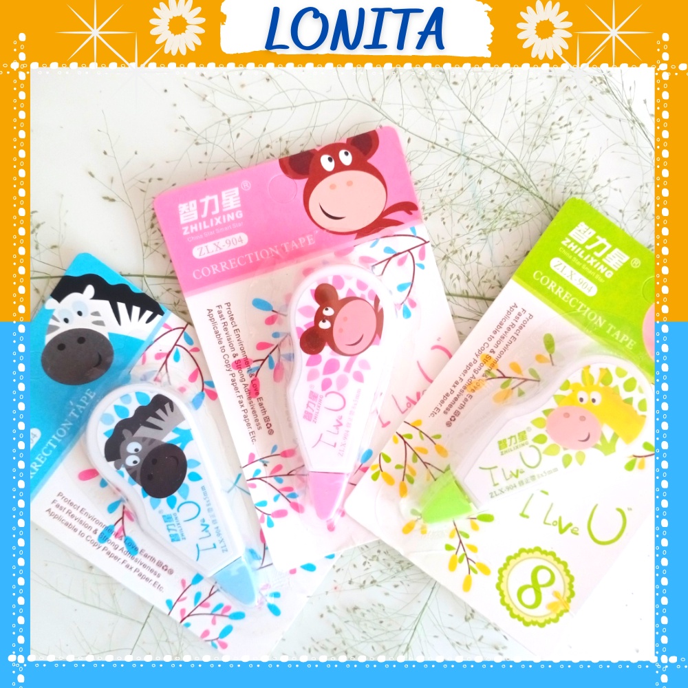 Bút xóa kéo hoạt hình động vật Lonita viết xóa kéo mini cute BX01