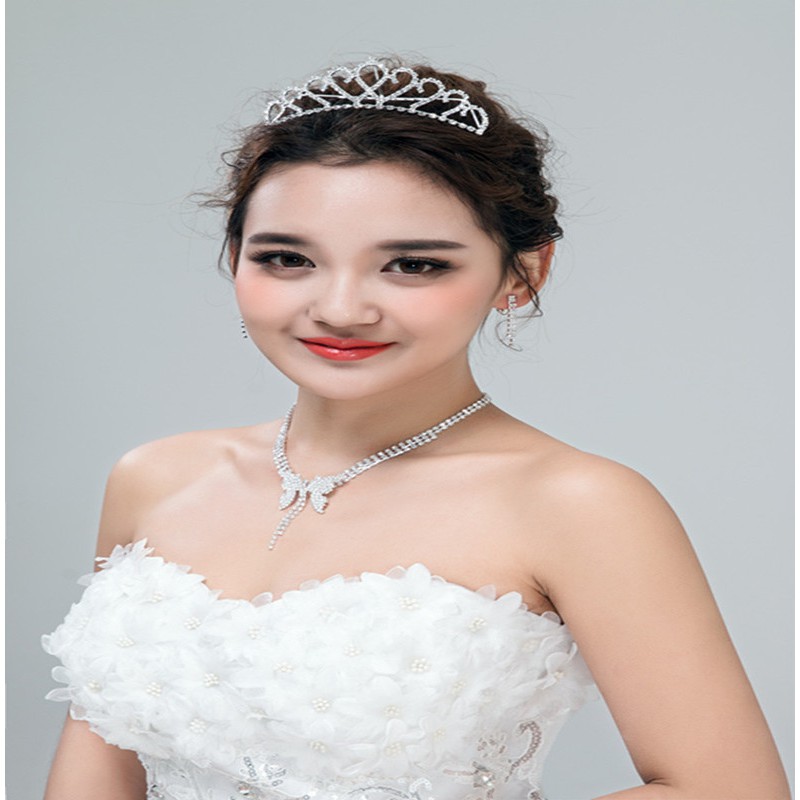 Bộ trang sức nữ vòng cổ bông tai dây chuyền đính đá zircon lấp lánh hình cánh bướm phong cách hàn quốc sang trọng