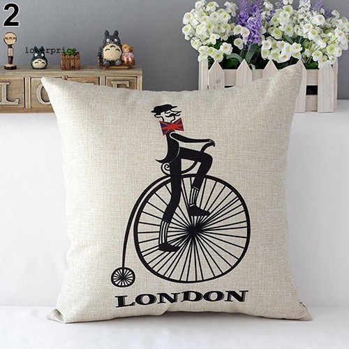 LP_London Characters Flag Bus Linen Cushion Throw Pillow Cover Case Pillowcase