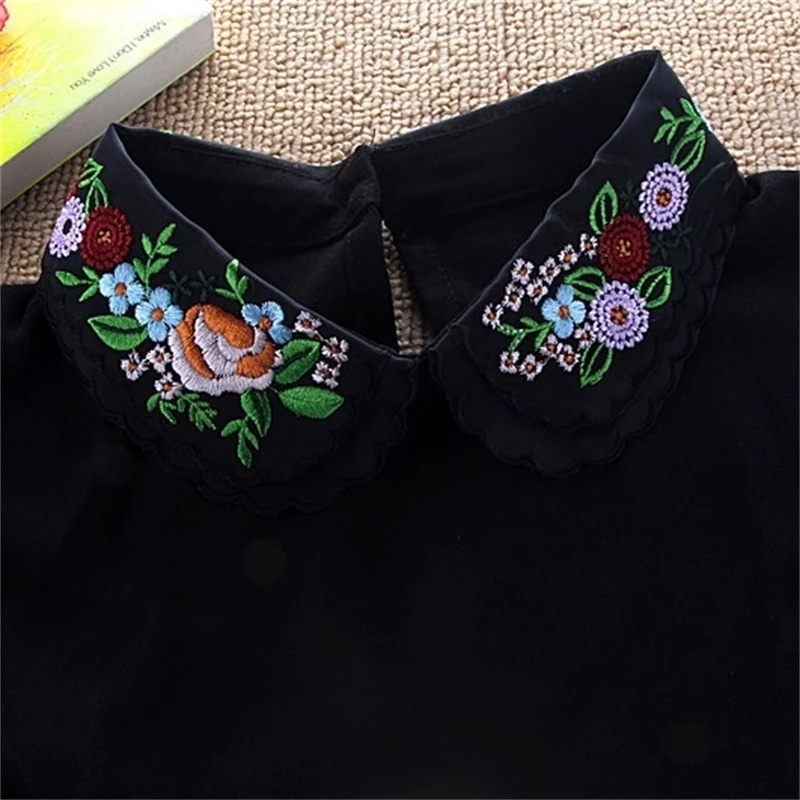 Cổ áo sơ mi giả thêu họa tiết cổ điển có thể tháo rời dành cho nữ