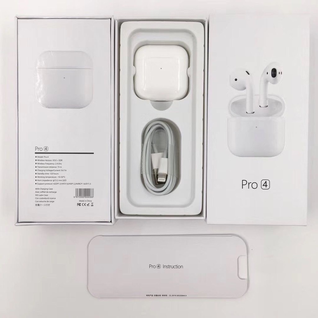 Tai nghe Airpods Pro 4 Bluetooth TWS 5.0 Định vị, đổi tên chuẩn 2021