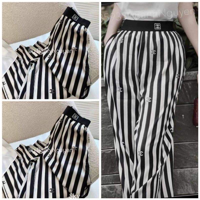 Quần suông kẻ sọc chữ X hàng QC