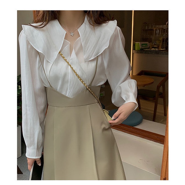 Set Áo Sơ Mi Trắng Ngắn Tay + Chân Váy Midi Thời Trang Nữ Tính | BigBuy360 - bigbuy360.vn