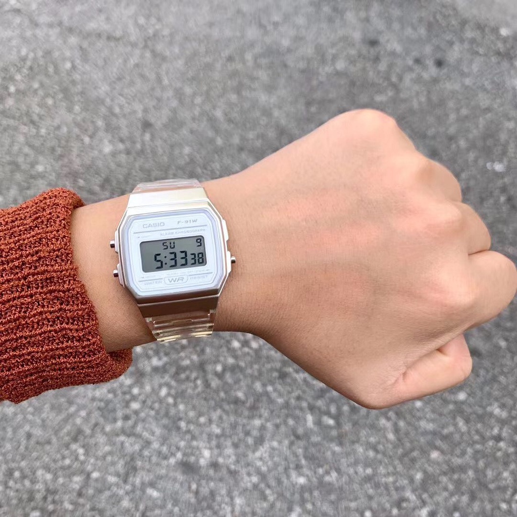 Đồng hồ unisex dây nhựa Casio Anh Khuê F-91 F-91WS-7DF