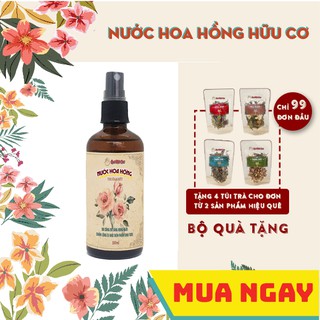 Nước hoa hồng hữu cơ (cao cấp), toner dưỡng ẩm, giảm thâm QUÊ MỘT CỤC 100ml handmade)