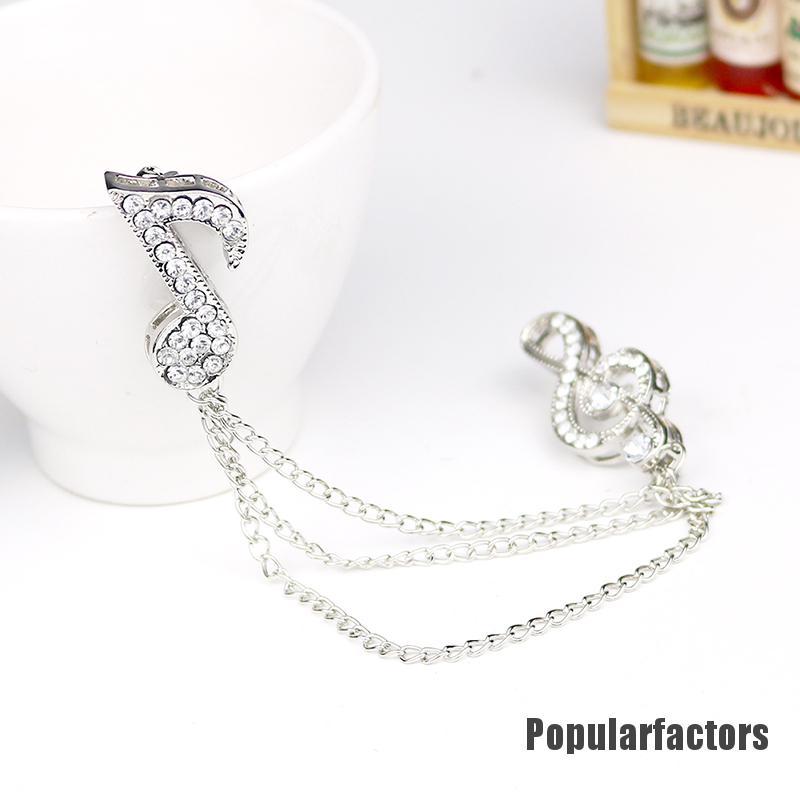 (Phổ Biến) Trâm Cài Áo Chuỗi Pha Lê Tua Rua Nốt Nhạc