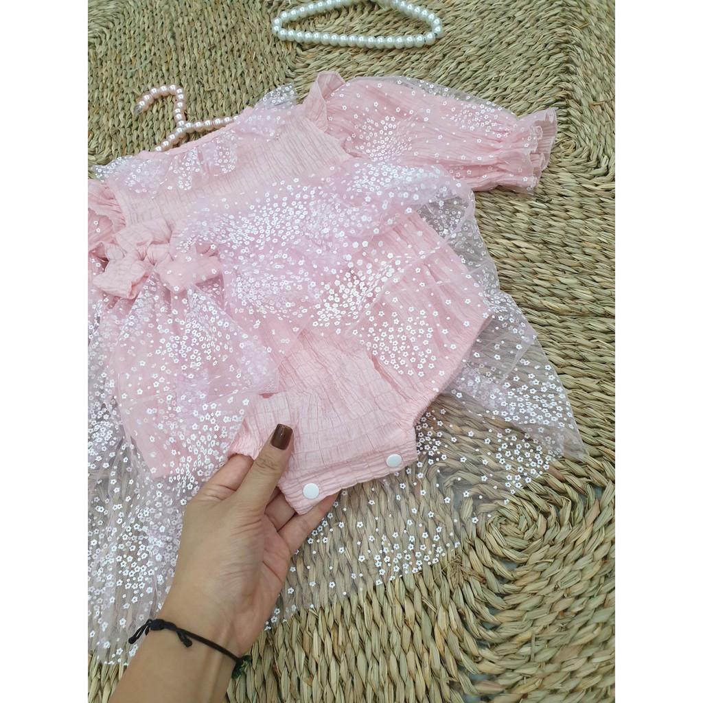 ( DD991 ) Body váy cho bé gái 5-13kg với màu hồng siêu dễ thương tặng kèm nón (quà đầy tháng, thôi nôi, sinh( huongle )