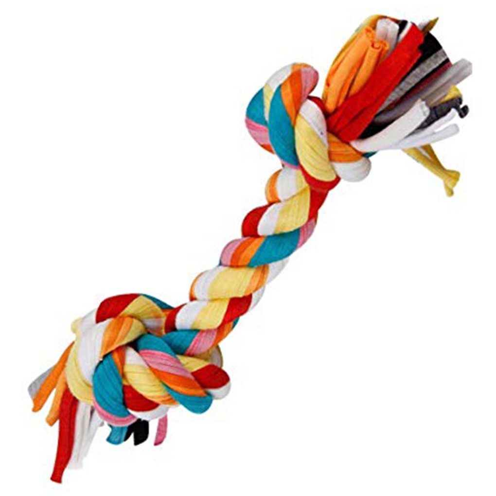 Đồ chơi gặm bằng dây cotton bện thắt nút hai đầu nhiều màu sắc cho thú cưng