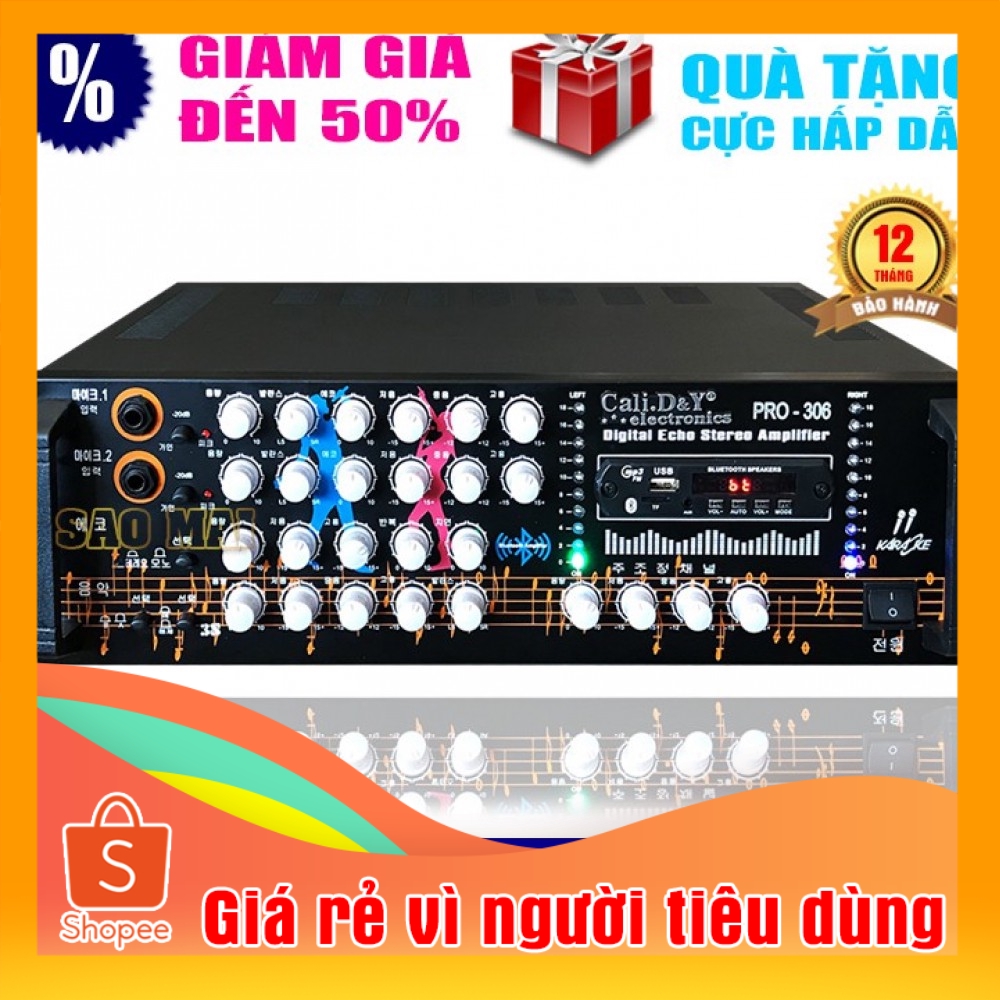 Ampli BLUETOOTH karaoke Amply nghe nhạc gia đình Cali.D&amp;Y PRO-306