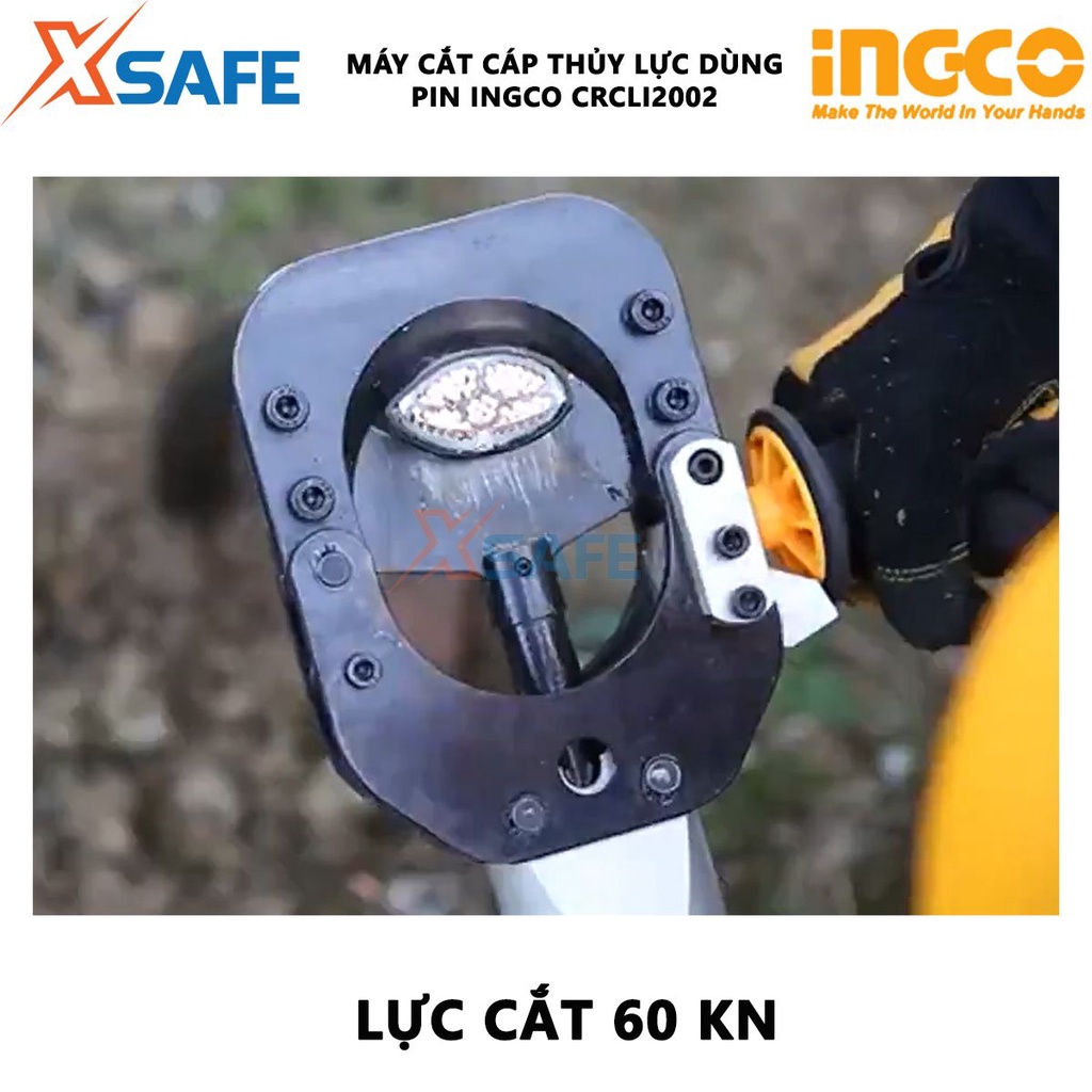 Máy cắt cáp thủy lực dùng pin INGCO CRCLI2002 20V, đường kính cắt tối đa 85mm, lực cắt 60KN, kèm 2 pin Lithium 20V/4.0Ah