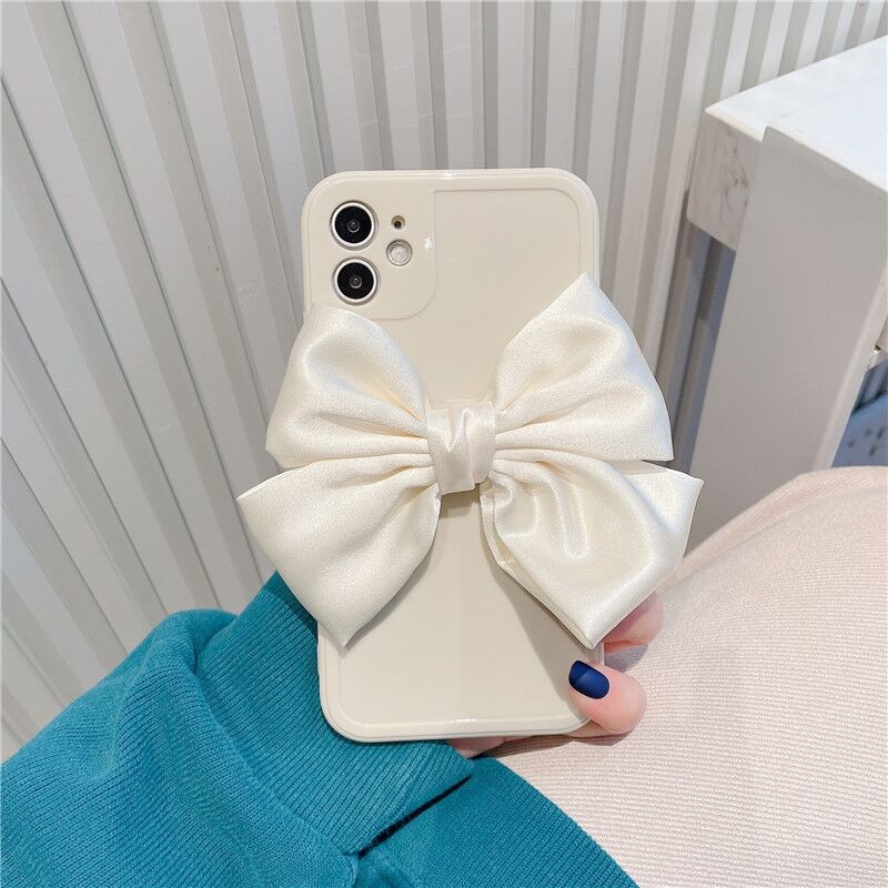 Ốp Điện Thoại Màu Trắng Đính Nơ Cho Iphone 14 14pro max 14plus 13 pro max 12 pro max 11 pro max xs max XR X 7 8 Plus