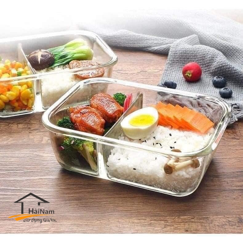 Hộp thủy tinh đựng thực phẩm chia ngăn tiện lợi loại 2 ngăn, 3 ngăn dung tích từ 650ml-1000ml