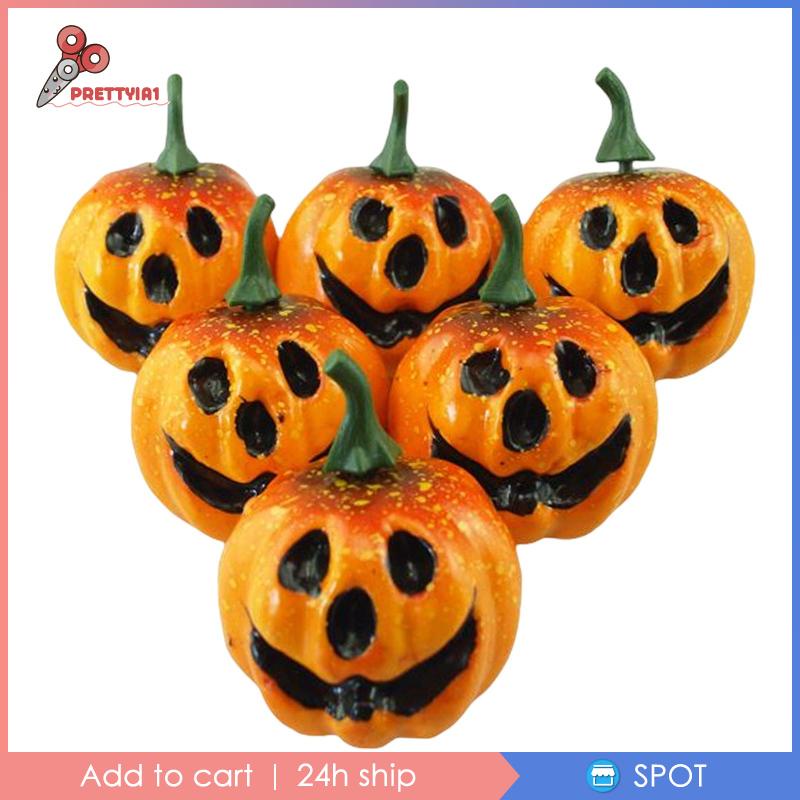 1 [Prettyia] Set 6 Quả Bí Ngô Nhân Tạo Trang Trí Bàn Tiệc Halloween