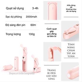 Quạt gấu mini cầm tay,quạt tích điện sạc dự phòng,đa năng (bear)