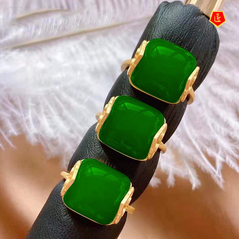 Nhẫn Ngọc Bích Kiểu Dáng Retro Phong Cách Trung Hoa Cho Nữ