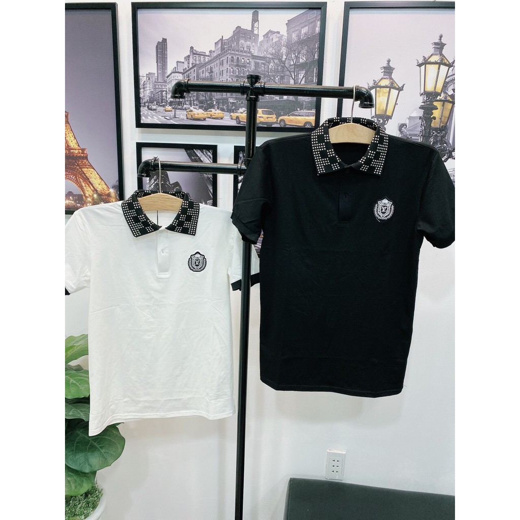 Áo thun nam đính đá tay ngắn cổ bẻ 3 màu mẫu mới AHFASHION | BigBuy360 - bigbuy360.vn