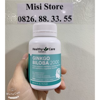 (date 2025) Bổ não Ginkgo Biloba 2000 Healthy Care, viên uống bổ não, tuần hoàn máu não, 100 viên, Mẫu mới