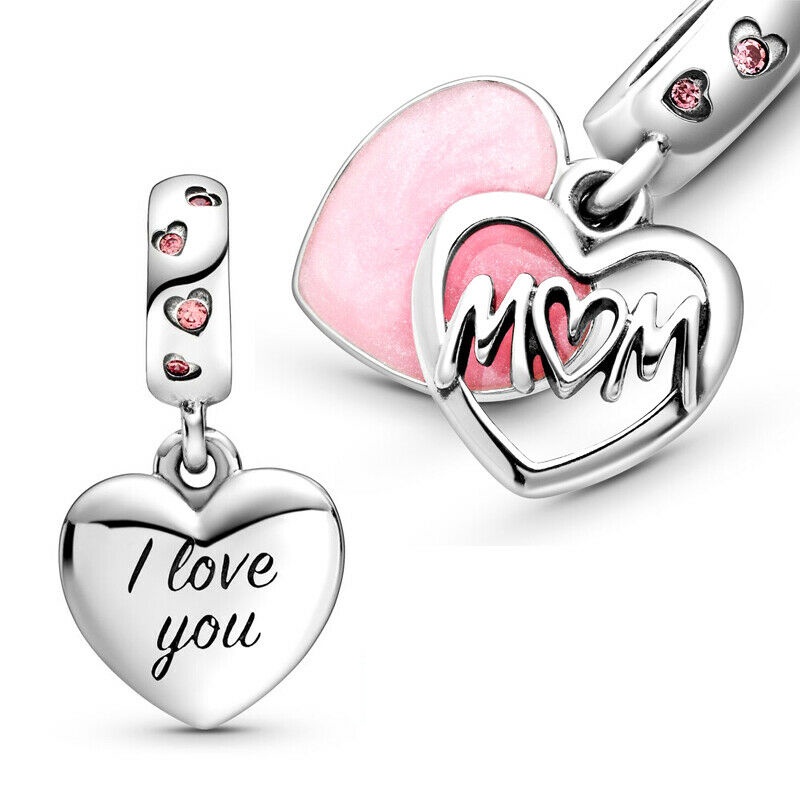 Mum & Timeless Mặt Dây Chuyền Hình Trái Tim Trong Suốt Lấp Lánh DIY Mạ Bạc S925