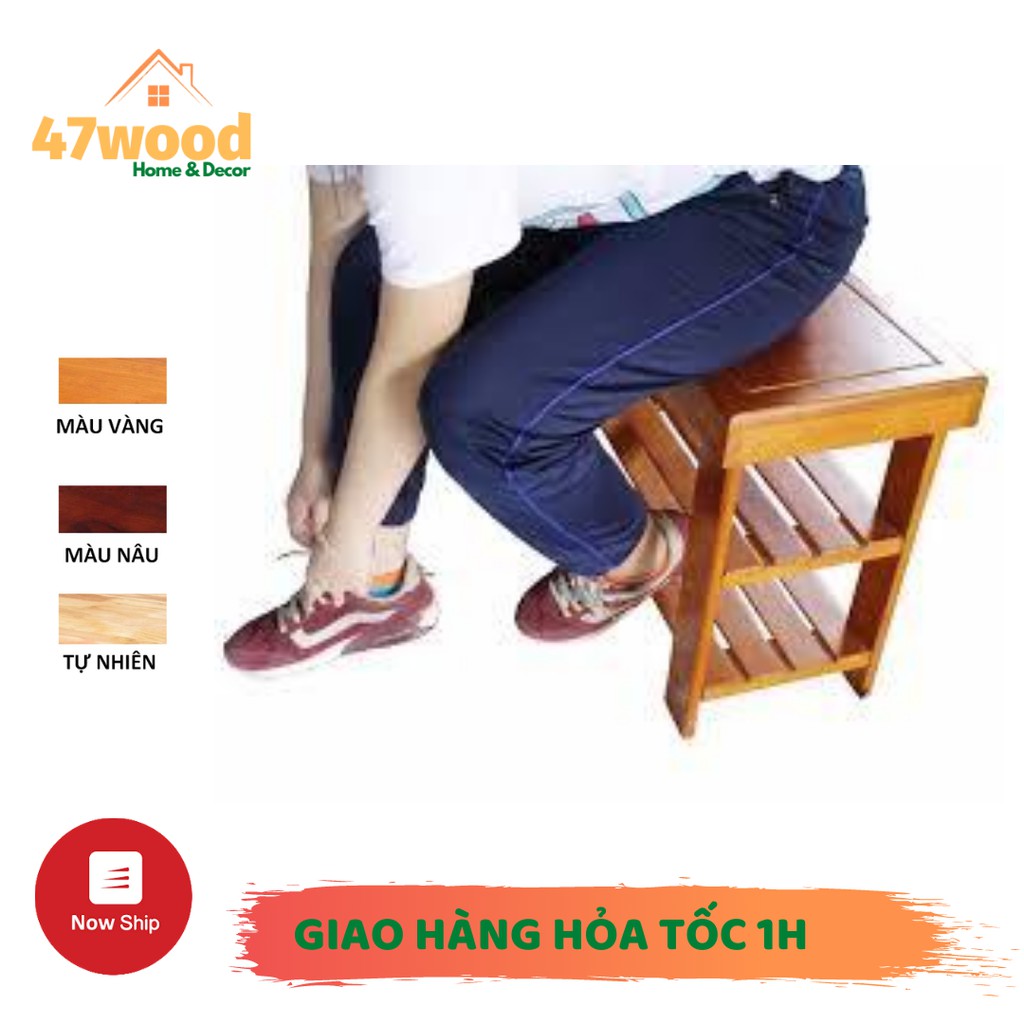 Kệ dép kết hợp ghế ngồi, gỗ cao su chắc chắn - Kệ dép và ghế ngồi