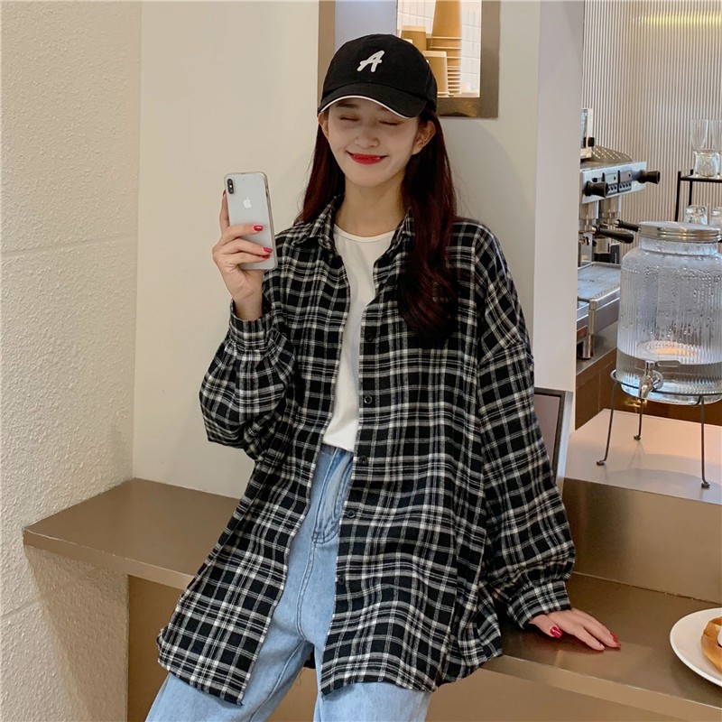 Áo Khoác Sơ Mi Flannel KẺ CARO Dài Tay From Rộng Nhiều Màu