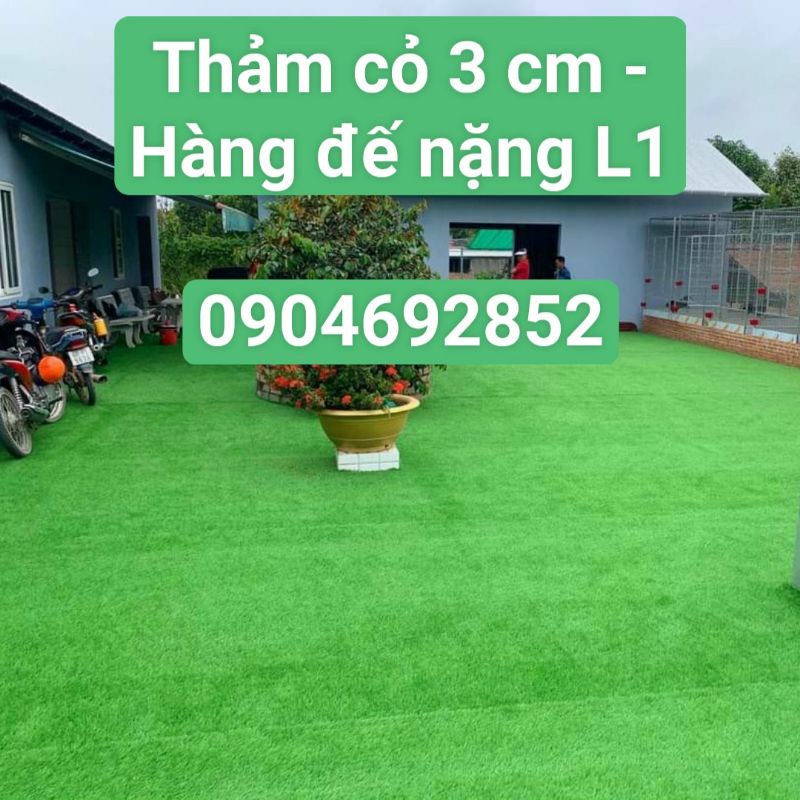 Thảm cỏ nhựa nhân tạo sợi cỏ 3 cm - Hàng sân vườn đế dù 2 lớp 11 mũi