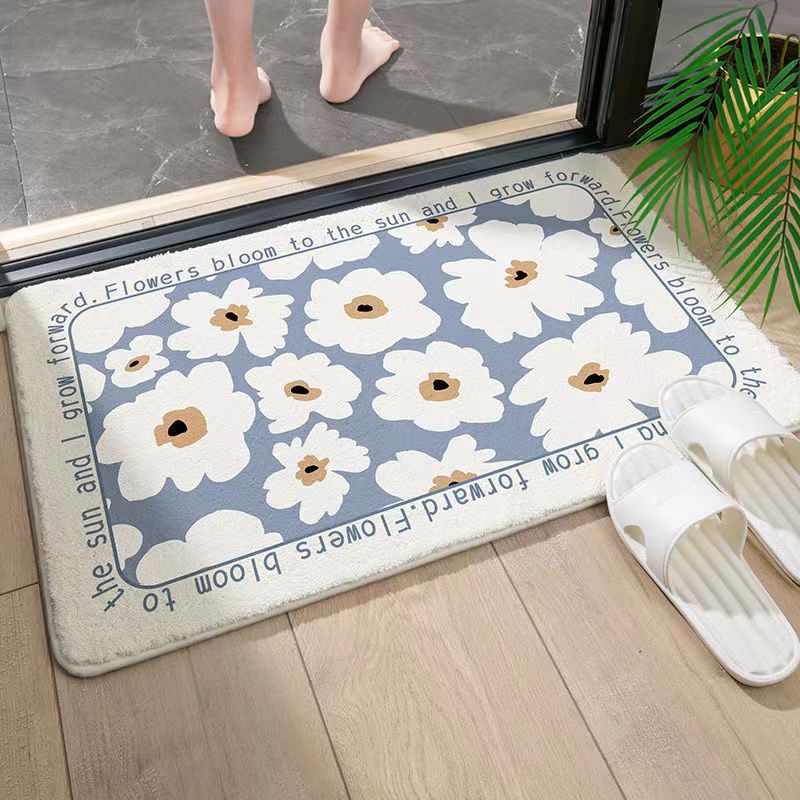 Thảm lót cửa chùi chân Họa Tiết Hoa Nhiều Màu Sắc