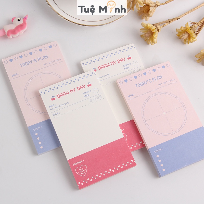 Tập 50 tờ note ghi chú màu pastel phong cách Hàn Quốc NO10