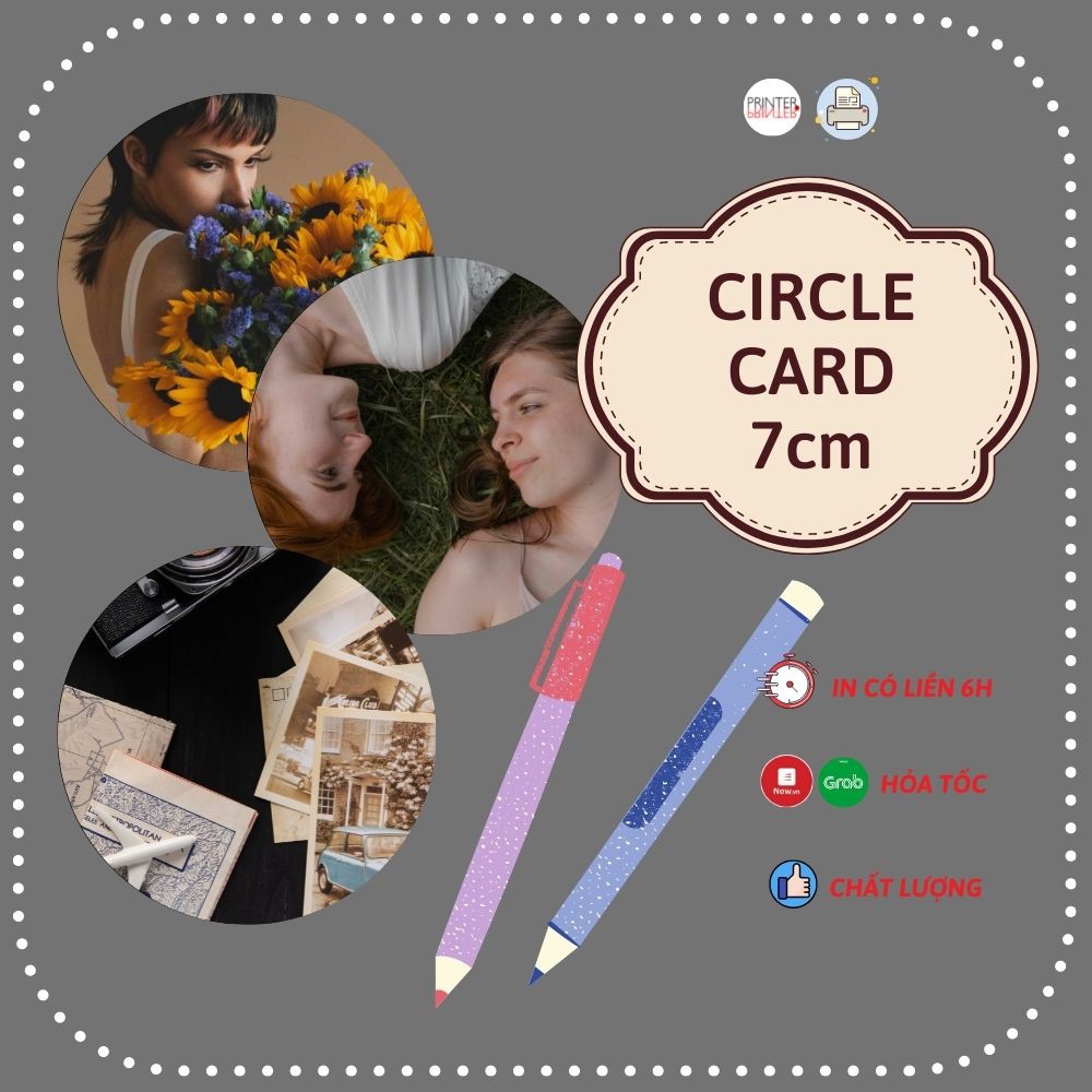 Card tròn CirlcleCard size 4cm- 5.5cm-7cm in theo yêu cầu ( In 1 mặt)